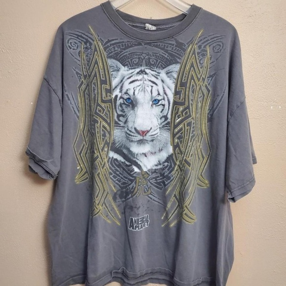 Animal‎ Planet Tribal White Tiger Vintage Nature T-Shirt